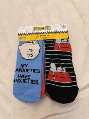 Peanuts Low Cut Socks - Blue, Black & Red